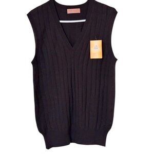 Uran Suljee Men’s Mongolian Cashmere Wool Sweater Vest Dark Brown Size L NWT